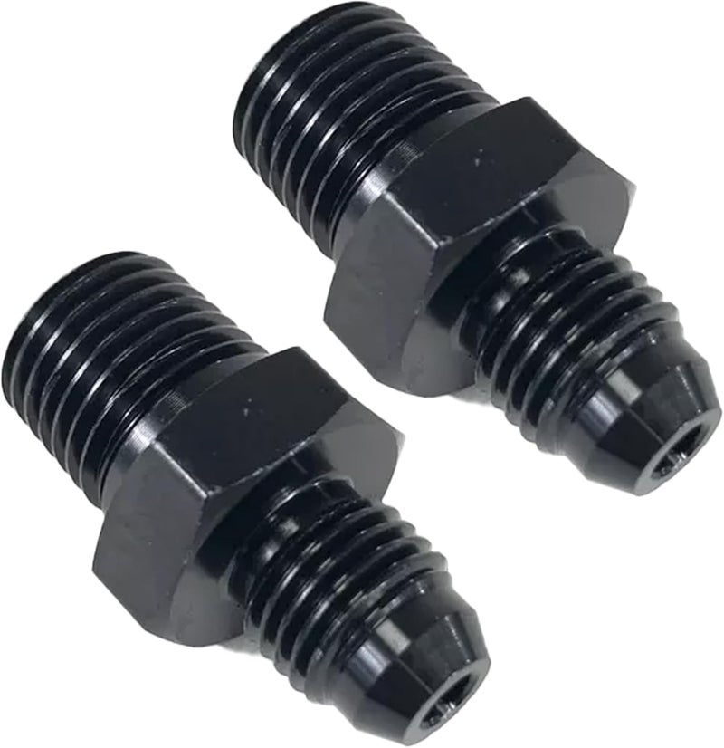lanstixr 4AN Male Flare to 1/4'' NPT Male Hose Pipe Fitting Adapter Union Connector Aluminum Straight Black Anodized 2PCS - Image 1